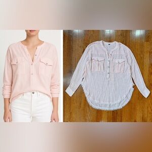 Free People Talk To Me Lightweight Gauzy Shirt Blouse Top Womens Medium Gauze